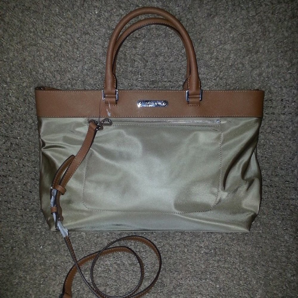 MICHAEL KORS-COLGATE-Nylon/Leather Large Tote-Dusk/Silver Hardware-Authentic-NWT
